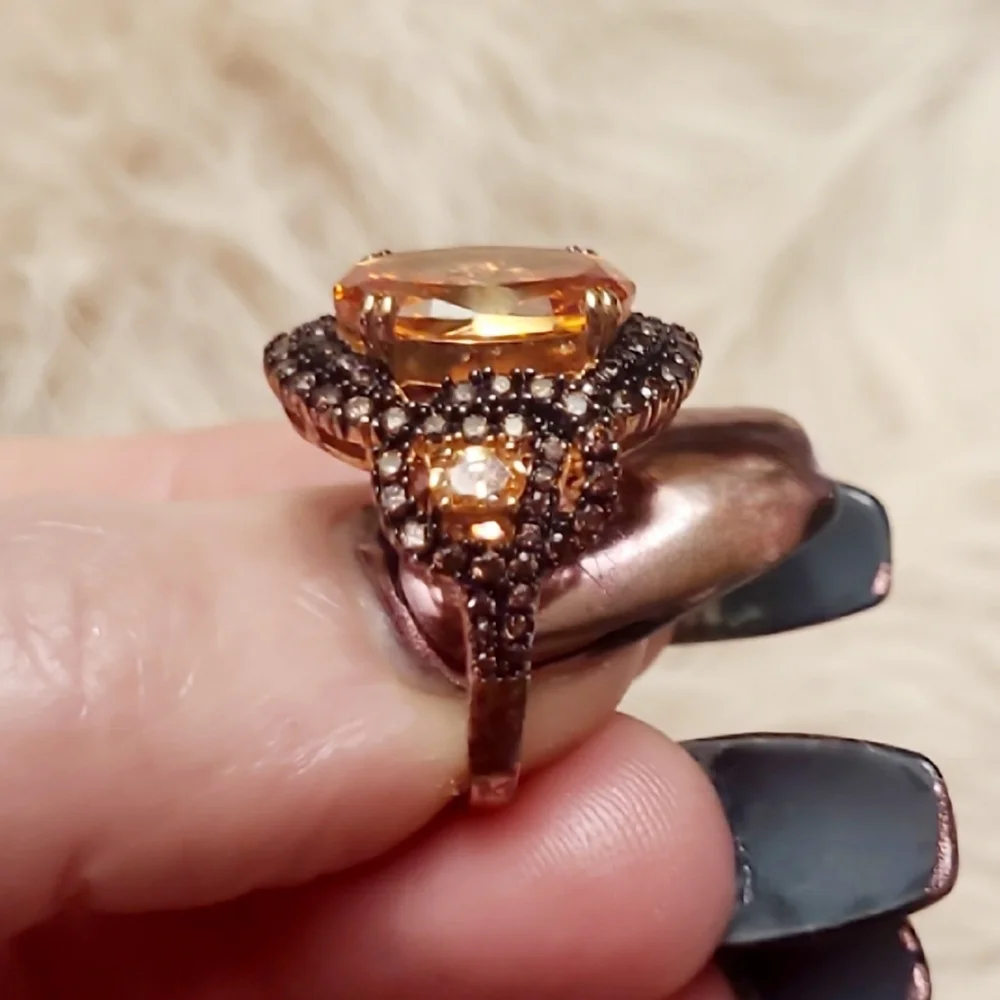 11.53CTW Champagne & Mocha Diamonds Rose Gold Ring Size 8